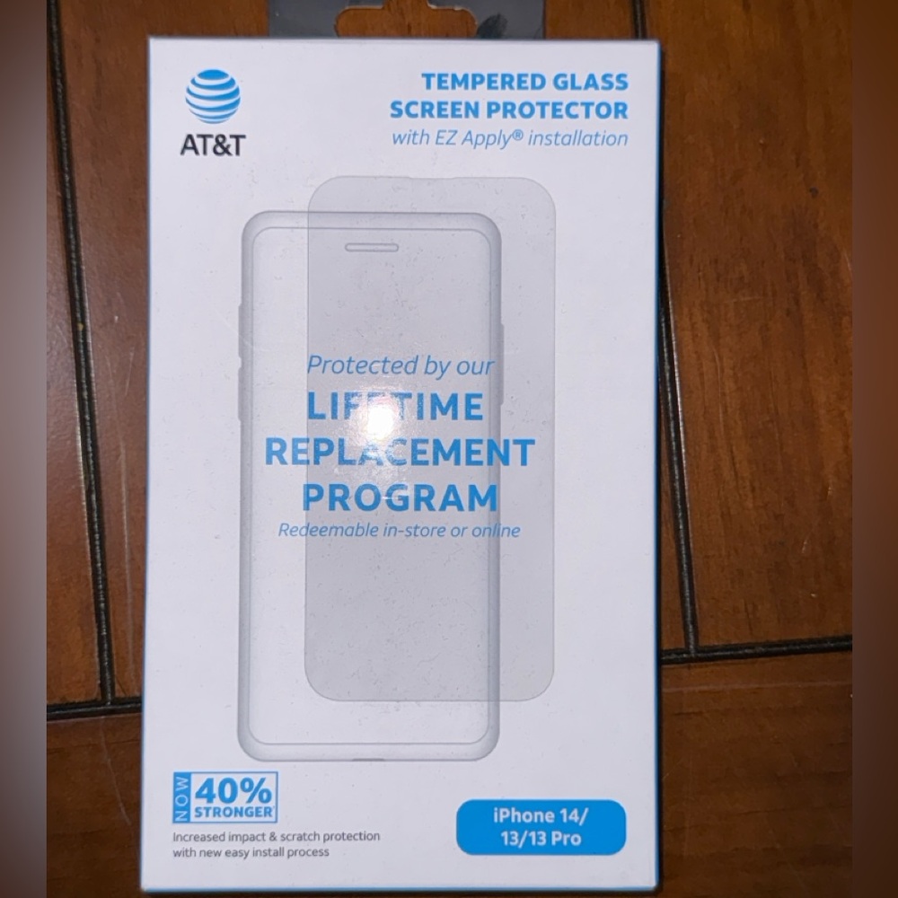 AT&T Tempered Glass Screen Protector for iPhone 14/13 Pro - Clear